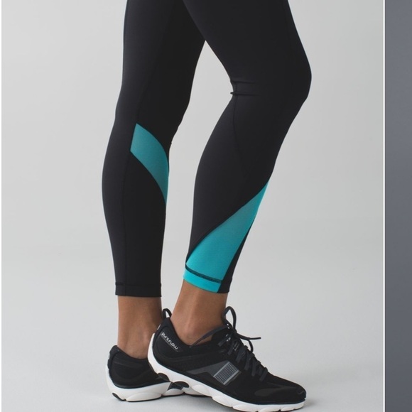 Lululemon Inspire Tight II in Black/Space Dye Twist Naval Blue Peacock Blue Sz 8 - Picture 14 of 15